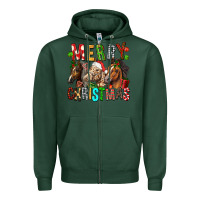 Sports Green Merry christmas horses Zipper Hoodie - FaDigitalArtStudio