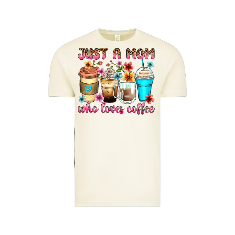 Just A Mom Who Loves Coffee Vintage Tee by Zillion Design Studio | Teevron