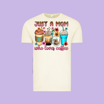 Just A Mom Who Loves Coffee Vintage Tee Designed By Zillion Design Studio