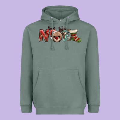 Noel With Sock And Reindeer Heavyweight Hoodie Designed By Adodesignshop
