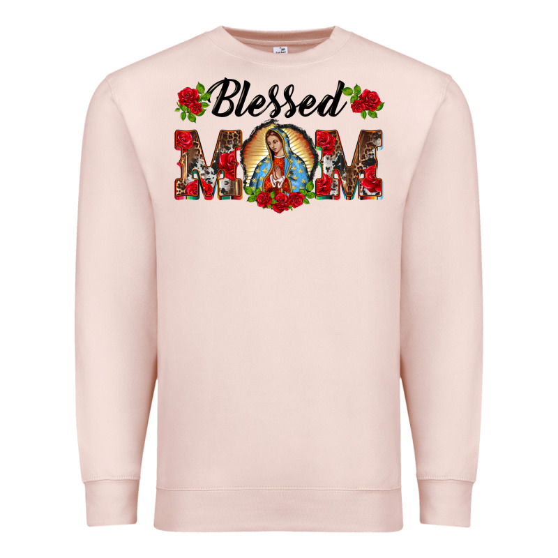 Blessed Mom Lady Of Guadalupe Premium Sweatshirt by BarkalooDesign | Teevron
