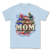 Dusty Blue American Mom 4th of July Classic Tee - CowGirlArtShop