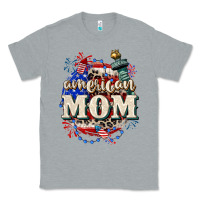 Heather Grey American Mom 4th of July Classic Tee - CowGirlArtShop