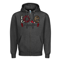 Charcoal Heather love firefighter Zipper Hoodie - CowhideDigitalArt
