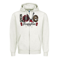 Oatmeal Heather love firefighter Zipper Hoodie - CowhideDigitalArt