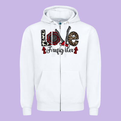 Love Firefighter Zipper Hoodie Designed By Cowhidedigitalart