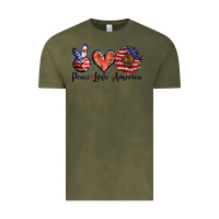 Vintage Olive peace love america Vintage Tee - BarkalooDesign