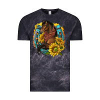Cloud Black western horse with horseshoe Vintage Tee - texasbilliewilder