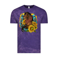 Cloud Purple western horse with horseshoe Vintage Tee - texasbilliewilder