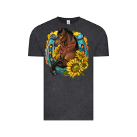 Vintage Black western horse with horseshoe Vintage Tee - texasbilliewilder