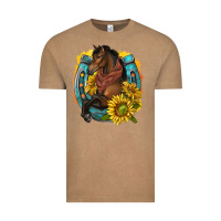 Vintage Coffee western horse with horseshoe Vintage Tee - texasbilliewilder
