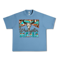 Pebble Blue wranglin mama Urban Heavy Tee - Zillion Design Studio
