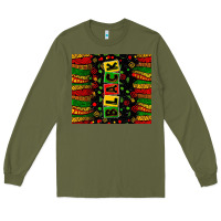 Army Green Black license letters  juneteenth Long Sleeve Tee - Zillion Design Studio