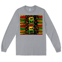 Heather Grey Black license letters  juneteenth Long Sleeve Tee - Zillion Design Studio