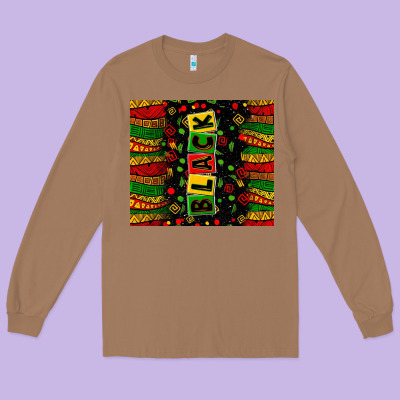 Black License Letters  Juneteenth Long Sleeve Tee Designed By Zillion Design Studio