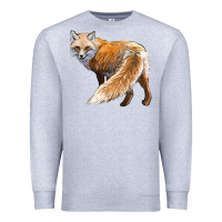 Heather Grey Red Fox Premium Sweatshirt - LillyAllenDesigns