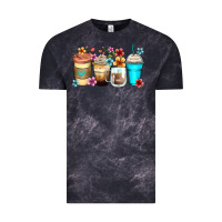 Cloud Black flowers with coffee Vintage Tee - Zillion Design Studio