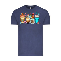 Vintage Denim flowers with coffee Vintage Tee - Zillion Design Studio