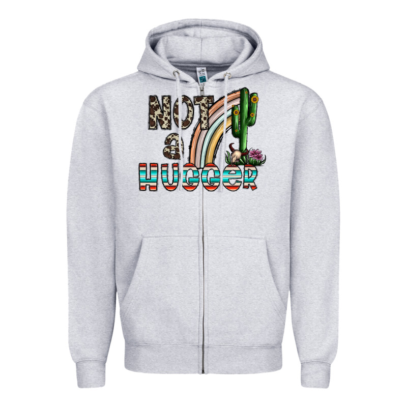Not A Hugger Zipper Hoodie by CowhideDigitalArt | Teevron