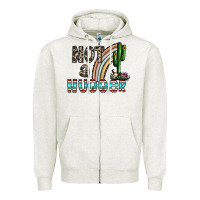 Oatmeal Heather not a hugger Zipper Hoodie - CowhideDigitalArt
