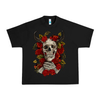 Black Bull Human Skull With Roses Urban Heavy Tee - RanaPortraitStore