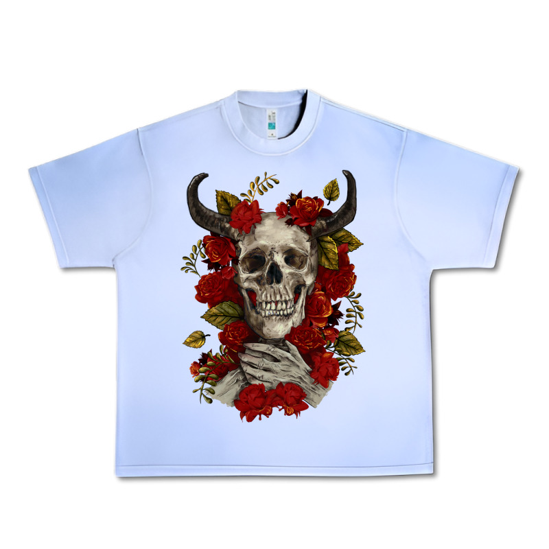 Bull Human Skull With Roses Urban Heavy Tee by RanaPortraitStore | Teevron