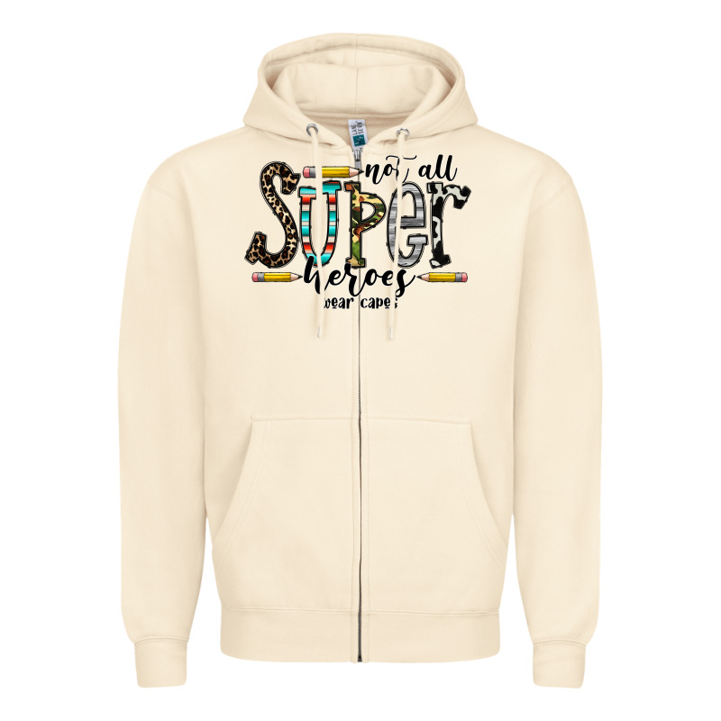 Not All Super Heroes Wear Capes Zipper Hoodie by CowhideDigitalArt | Teevron