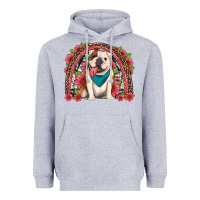 Heather Grey english bulldog floral rainbow Heavyweight Hoodie - Artiststas