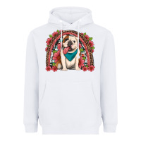 White english bulldog floral rainbow Heavyweight Hoodie - Artiststas