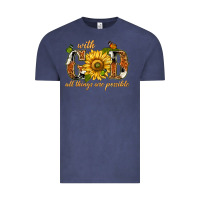 Vintage Denim With god all things are possible with sunflower Vintage Tee - texasbilliewilder