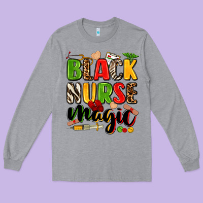 Black Nurse Magic Juneteenth Long Sleeve Tee Designed By Zillion Design Studio