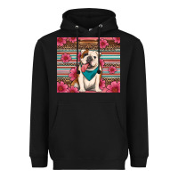 Black british bulldog floral serape Heavyweight Hoodie - Artiststas