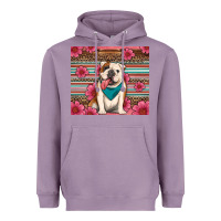 Lavender british bulldog floral serape Heavyweight Hoodie - Artiststas