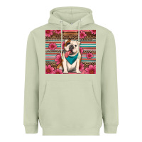 Matcha british bulldog floral serape Heavyweight Hoodie - Artiststas