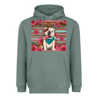 Sage british bulldog floral serape Heavyweight Hoodie - Artiststas