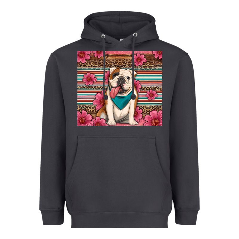 British Bulldog Floral Serape Heavyweight Hoodie by Artiststas | Teevron