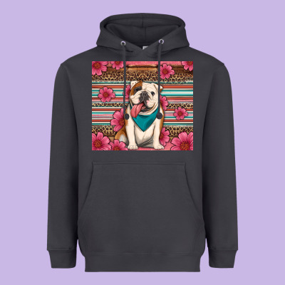 British Bulldog Floral Serape Heavyweight Hoodie Designed By Artiststas
