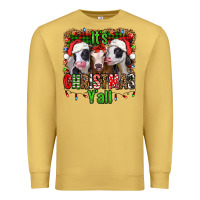 Antique Gold it's christmas y'all heifers Premium Sweatshirt - Jasminsmagicworld