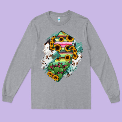 New Jersey State Map Long Sleeve Tee Designed By Ranaportraitstore