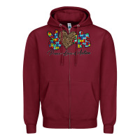 Burgundy peace love autism1 Zipper Hoodie - CowhideDigitalArt