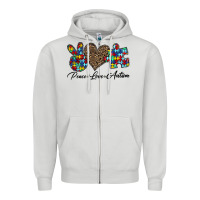 Dove Grey peace love autism1 Zipper Hoodie - CowhideDigitalArt
