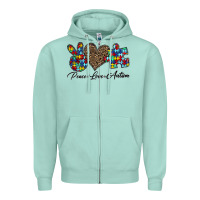 Seafoam peace love autism1 Zipper Hoodie - CowhideDigitalArt
