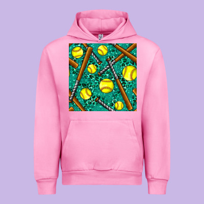 Softball Bat With Leopard And Glitter Seamless Pattern Urban Hoodie Designed By Bundleandbundleshop