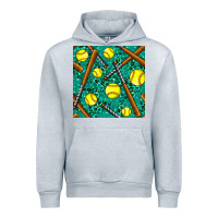 Heather Grey softball bat with leopard and glitter seamless pattern Urban Hoodie - BundleAndBundleShop