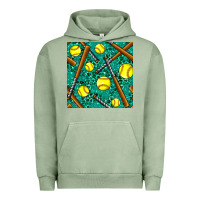Pigment Oil Green softball bat with leopard and glitter seamless pattern Urban Hoodie - BundleAndBundleShop