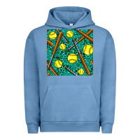 Pigment Pebble Blue softball bat with leopard and glitter seamless pattern Urban Hoodie - BundleAndBundleShop