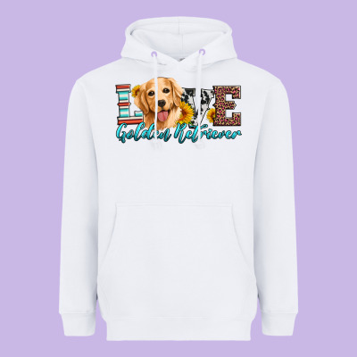 Love Golden Retriever Heavyweight Hoodie Designed By Artiststas
