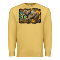 Antique Gold western sunflowers elephant Premium Sweatshirt - LillyAllenDesigns