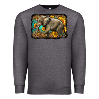 Charcoal Heather western sunflowers elephant Premium Sweatshirt - LillyAllenDesigns