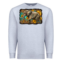 Heather Grey western sunflowers elephant Premium Sweatshirt - LillyAllenDesigns